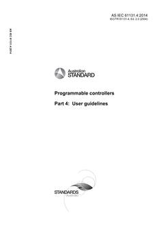 AS IEC 61131.4: 12/19/2014 Programmable controllers, Part 4: User guidelines