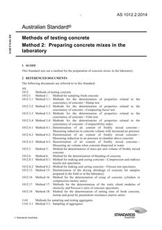 AS 1012.2: 06/27/2014 Methods of testing concrete, Method 2: Preparing concrete mixes in the laboratory