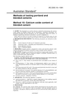 AS 2350.10: 12/31/1990 Methods of testing portland and blended cements – Calcium oxide content of blended cement