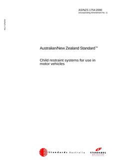 AS/NZS 1754: 02/01/2000 Child restraint systems for use in motor vehicles