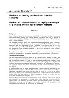 AS 2350.13: 01/01/1995 Methods of testing portland and blended cements – Determination of drying shrinkage of portland and blended cement mortars