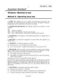 AS 4420.3: 01/01/1996 Windows – Methods of test – Operating force test