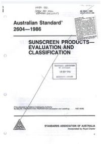 AS 2604: 12/31/1985 Sunscreen products – Evaluation and classification