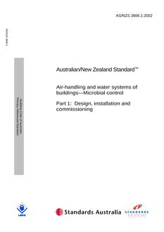 AS/NZS 3666.1: 05/02/2002 Air-handling and water systems of buildings – Microbial control, Part 1: Design, installation and commissioning
