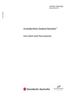 AS/NZS 1594: 08/27/2002 Hot-rolled steel flat products