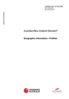 AS/NZS ISO 19106: 04/27/2005 Geographic information – Profiles