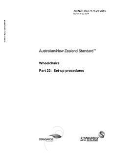 AS/NZS ISO 7176.22: 09/09/2015 Wheelchairs, Part 22: Set-up procedures