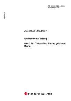 AS 60068.2.29: 01/01/2003 Environmental testing, Part 2.29: Tests – Test Eb and guidance: Bump