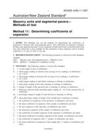 AS/NZS 4456.11: 04/05/1997 Masonry units and segmental pavers – Methods of test, Method 11: Determining coefficients of expansion