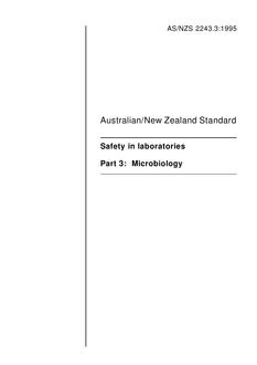 AS/NZS 2243.3: 06/05/1995 Safety in laboratories, Part 3: Microbiology