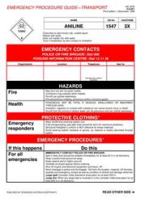 AS 1678.6.0.001: 01/01/1998 Emergency procedure guide – Transport – Aniline