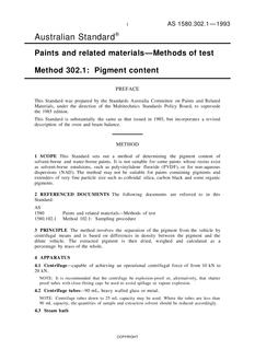 AS 1580.302.1: 01/01/1993 Paints and related materials – Methods of test – Pigment content