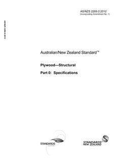 AS/NZS 2269.0: 10/24/2012 Plywood – Structural, Part 0: Specifications