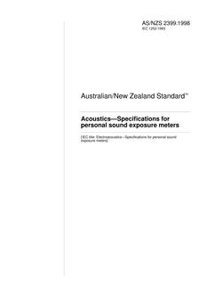 AS/NZS 2399: 06/05/1998 Acoustics – Specifications for personal sound exposure meters
