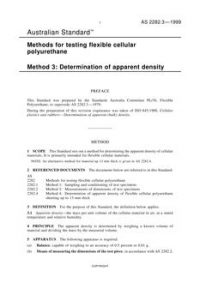 AS 2282.3: 07/05/1999 Methods for testing flexible cellular polyurethane, Method 3: Determination of apparent density