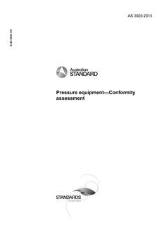 AS 3920: 02/16/2015 Pressure equipment – Conformity assessment