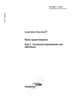 AS 2898.1: 08/11/2003 Radar speed detection, Part 1: Functional requirements and definitions
