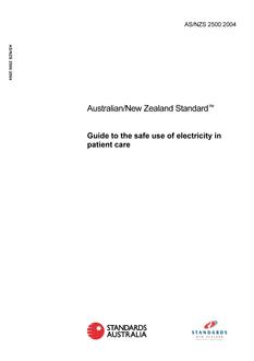 AS/NZS 2500: 07/13/2004 Guide to the safe use of electricity in patient care