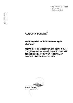 AS 3778.4.10: 09/23/1991 Measurement of water flow in open channels, Method 4.10: Measurement using flow gauging structures – End-depth method for estimation of flow in rectangular channels with a free overfall