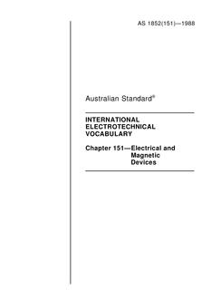 AS 1852.151: 12/31/1987 International electrotechnical vocabulary – Electric and magnetic devices
