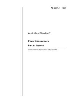 AS 2374.1: 09/05/1997 Power transformers, Part 1: General AS 2374.1: 09/05/1997 Power transformers, Part 1: General