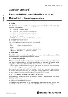 AS 1580.102.1: 12/13/2002 Paints and related materials – Methods of test, Method 102.1: Sampling procedure