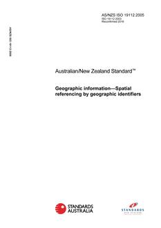 AS/NZS ISO 19112: 04/27/2005 Geographic information – Spatial referencing by geographic identifiers