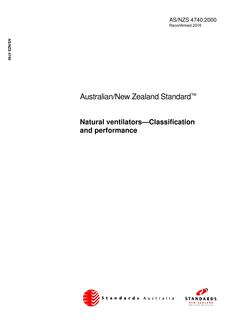 AS/NZS 4740: 03/30/2000 Natural ventilators – Classification and performance
