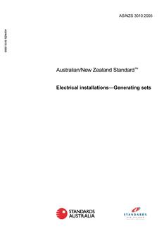 AS/NZS 3010: 06/27/2005 Electrical installations – Generating sets