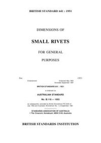 AS B118: 01/01/1953 Dimensions of small rivets for general purposes