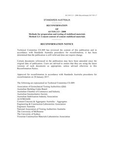 AS 5101.3.3: 04/07/2008 Methods for preparation and testing of stabilized materials, Method 3.3: Cement content of cement stabilized materials