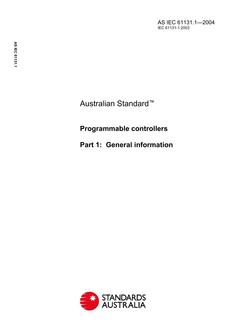 AS IEC 61131.1: 01/01/2004 Programmable controllers – General information