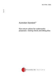 AS 4794: 02/27/2001 Non-return valves for waterworks purposes – Swing check and tilting disc