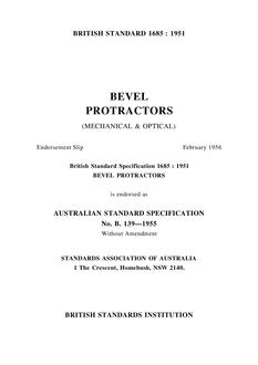 AS B139: 01/01/1955 Bevel protractors (mechanical and optical)
