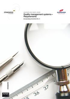 AS/NZS ISO 9001: 12/30/2008 Quality management systems – Requirements