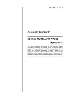 AS 1453: 01/01/1973 Dental modelling waxes