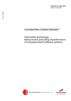 AS/NZS 14756: 03/21/2001 Information technology – Measurement and rating of performance of computer-based software systems