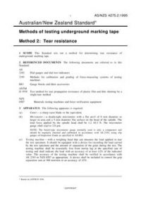 AS/NZS 4275.2: 04/05/1995 Methods of testing underground marking tape, Method 2: Tear resistance