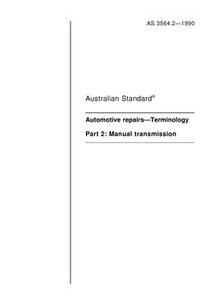 AS 3564.2: 06/10/1990 Automotive repairs – Terminology – Manual transmission