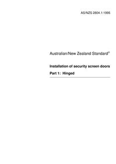 AS/NZS 2804.1: 11/05/1995 Installation of security screen doors, Part 1: Hinged