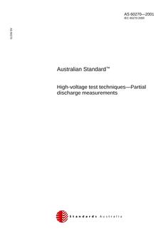 AS 60270: 01/01/2001 High-voltage test techniques – Partial discharge measurements