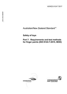 AS/NZS 8124.7: 11/17/2017 Safety of toys, Part 7: Requirements and test methods for finger paints (ISO 8124-7:2015, MOD)
