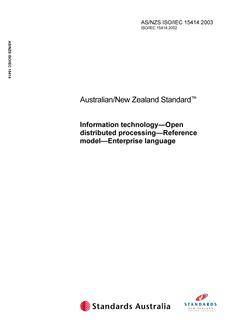AS/NZS ISO/IEC 15414: 06/16/2003 Information technology – Open distributed processing – Reference model – Enterprise language