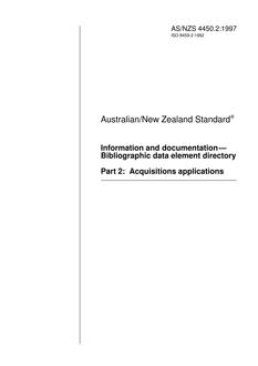 AS/NZS 4450.2: 03/05/1997 Information and documentation – Bibliographic data element directory, Part 2: Acquisitions applications