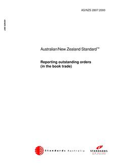 AS/NZS 2807: 03/07/2000 Reporting outstanding orders (in the book trade)