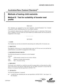 AS/NZS 3629.8: 02/24/2010 Methods of testing child restraints, Method 8: Test for suitability of booster seat profile