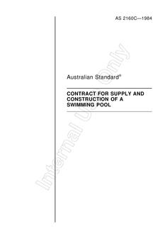 AS 2160C: 12/31/1983 Australian standard contract for supply and construction of a swimming pool