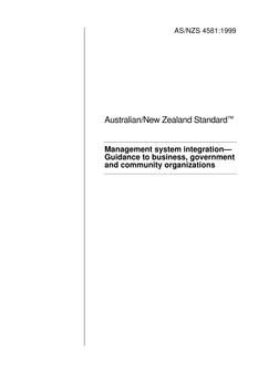 AS/NZS 4581: 05/05/1999 Management system integration – Guidance to business, government and community organizations