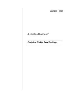 AS 1736: 01/01/1975 Code of practice for pliable roof sarking
