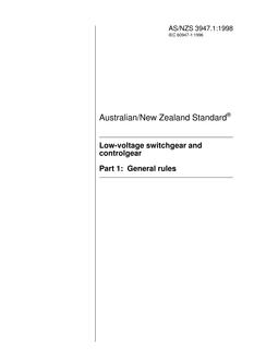 AS/NZS 3947.1: 04/05/1998 Low-voltage switchgear and controlgear, Part 1: General rules